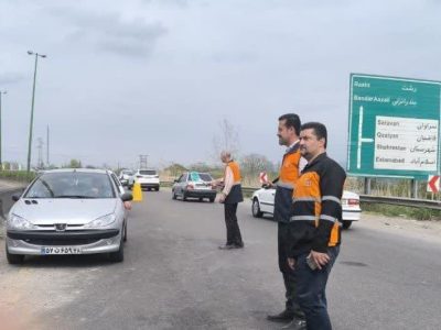 مدیریت ترافیک سنگین در آزادراه رشت-قزوین توسط عوامل راهداری گیلان