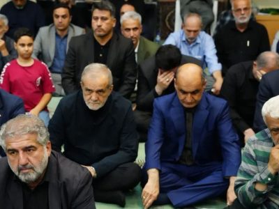 حضور رئیس‌جمهور و استاندار گیلان در مراسم گرامیداشت شهدای گیلانی جنگ ۱۲ روزه 