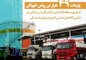 ورود ۴۹ هزار تن روغن خوراکی از طریق منطقه آزاد انزلی