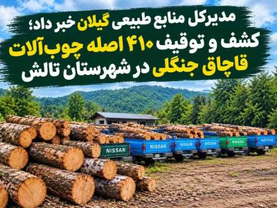 کشف و توقیف ۴۱۰ اصله چوب‌آلات قاچاق جنگلی در شهرستان تالش