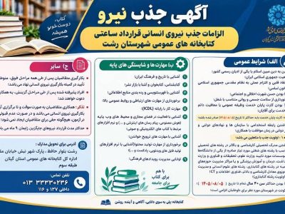آگهی جذب نیرو برای کتابخانههای عمومی شهرستان رشت